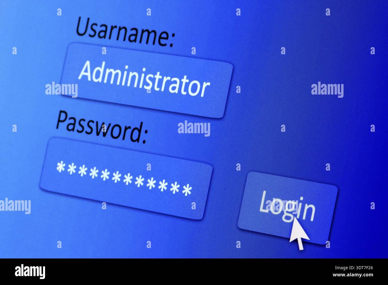 Username and password in internet browser on computer screen Stock Photo