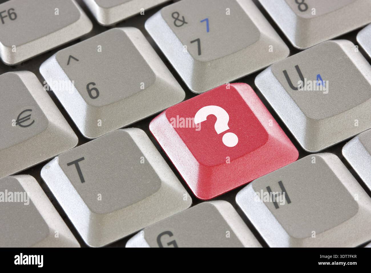 Computer keyboard with red question key - business concept Stock Photo