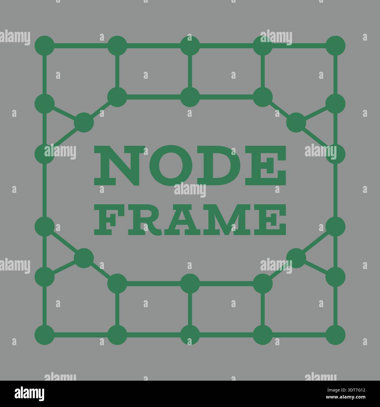 Green network label with node frame text inside a connected node and ...