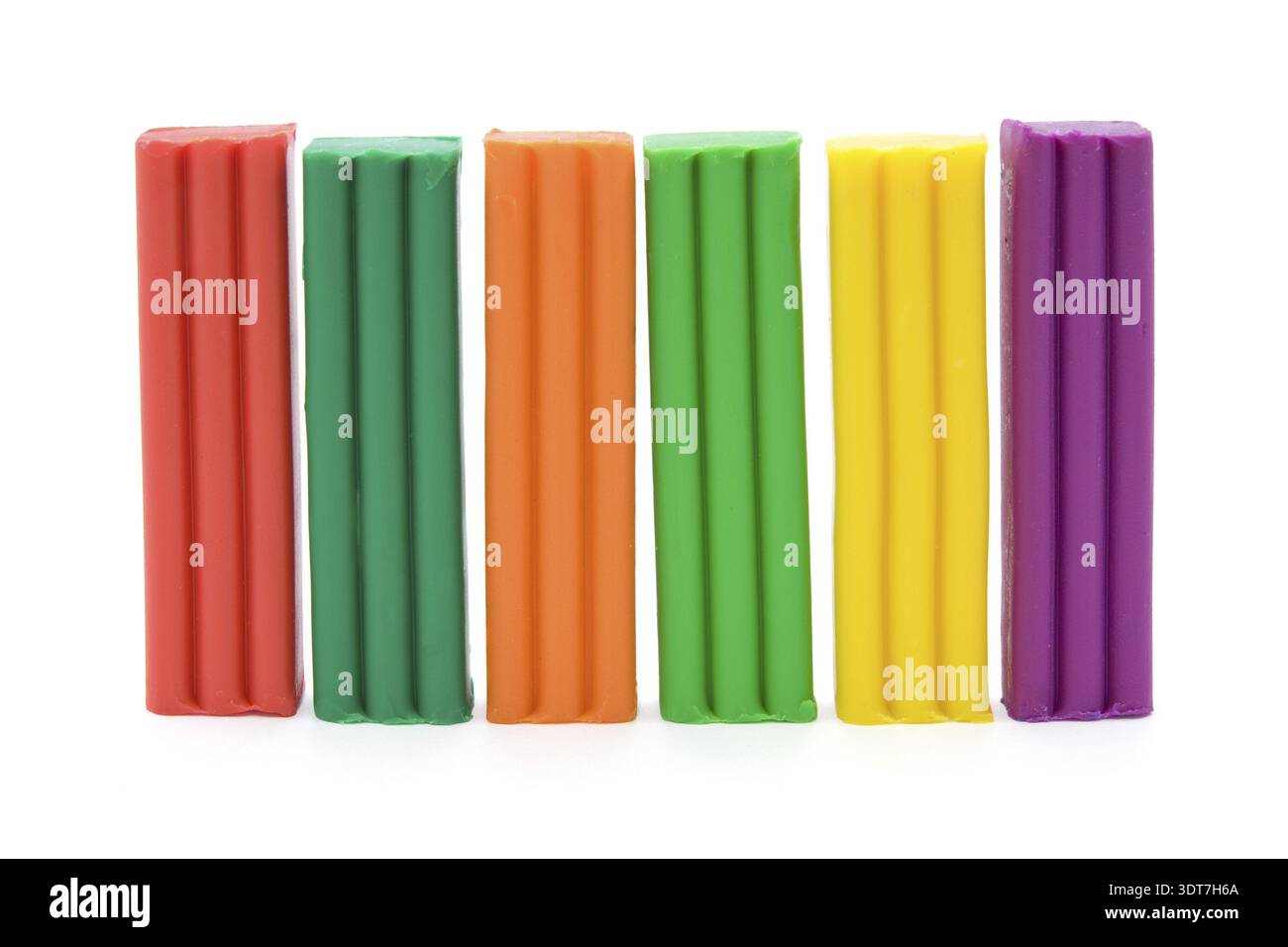 Colorful plasticine bricks isolated on white background Stock Photo