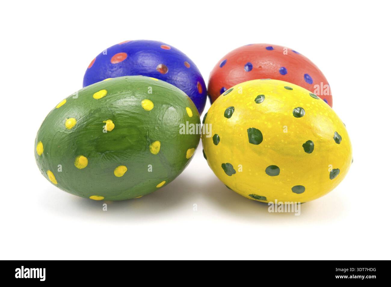 Four colorful easter eggs on white background Stock Photo