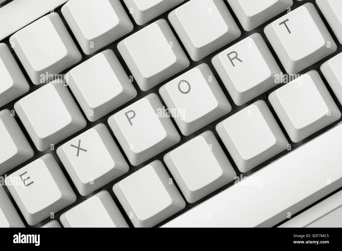 EXPORT write on the white computer keyboard. Import and export business Stock Photo