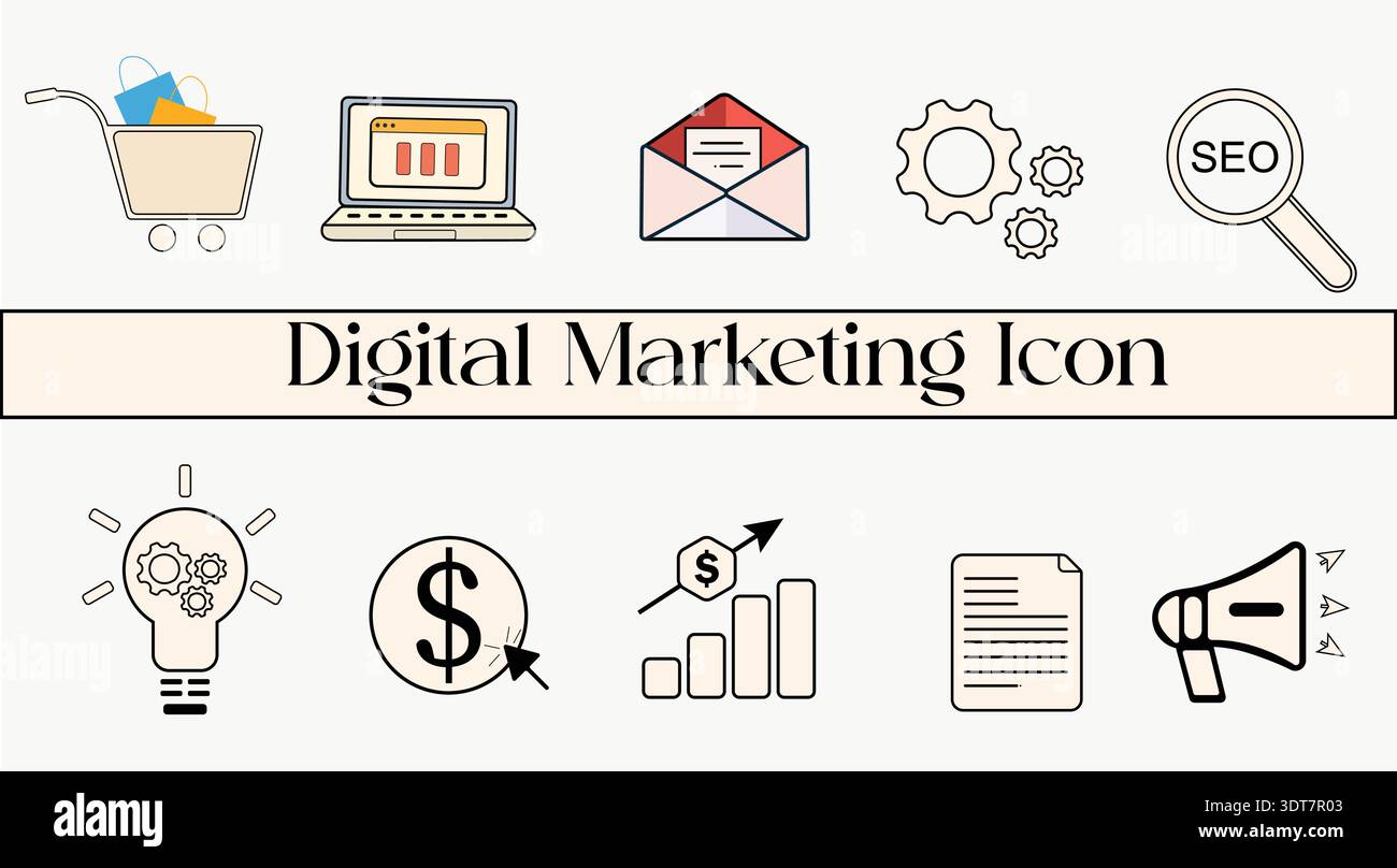 Digital Marketing Icon Set Editable Vector Illustration Stock Vector