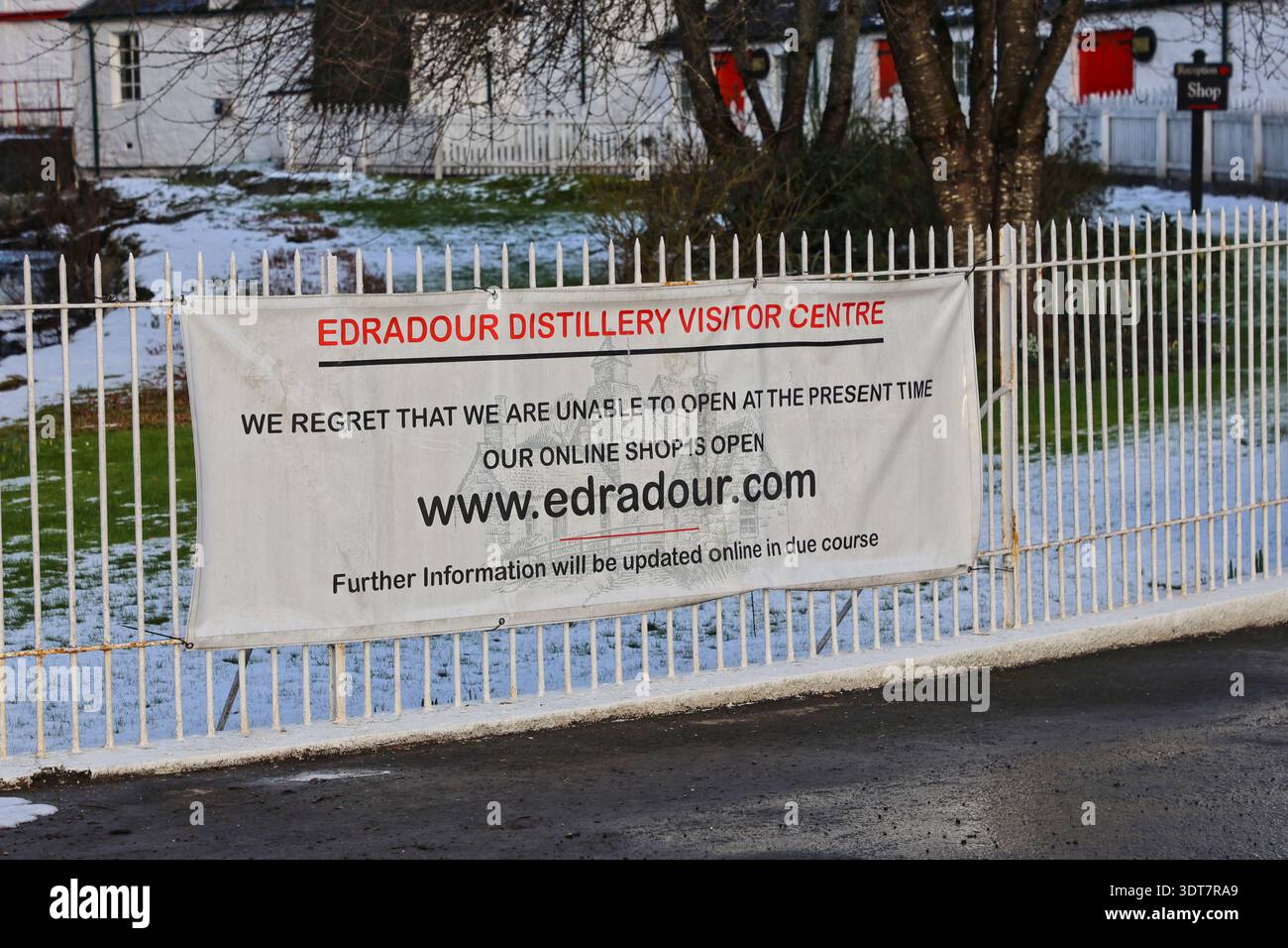 Edradour distillery closed to visitors Scotland  February 2026 Stock Photo