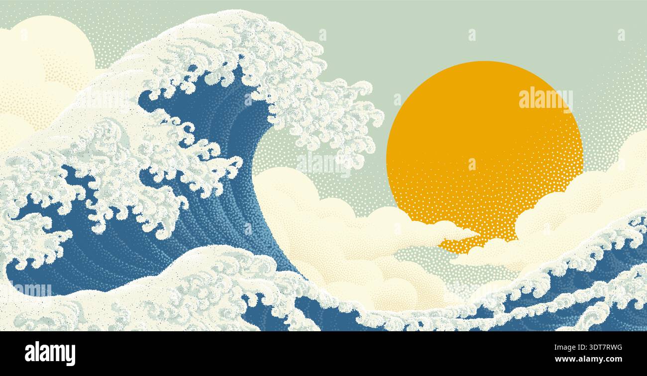 Japanese sea painting Stock Vector Images - Alamy