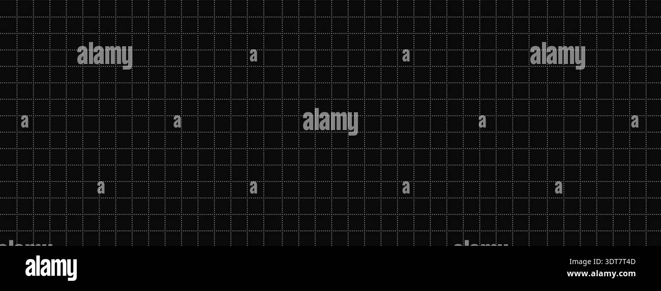 Dotted graph paper pattern. Black bg with dotted grid lines. Backdrop for bullet journal and notes Stock Vector