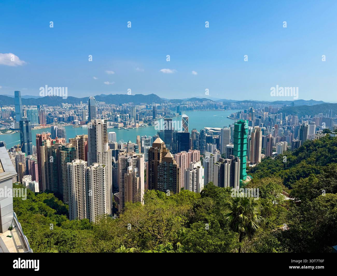 Photo of the skyscrapers of Hong Kong Island and Kowloon, taken from the Peak. Stock Photo