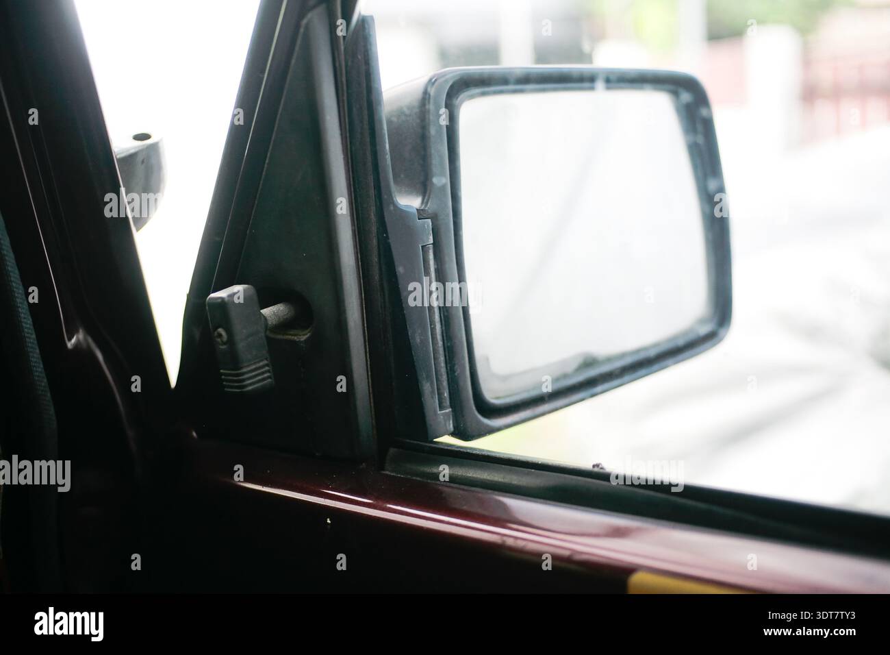 side mirror car view from cabin Stock Photo