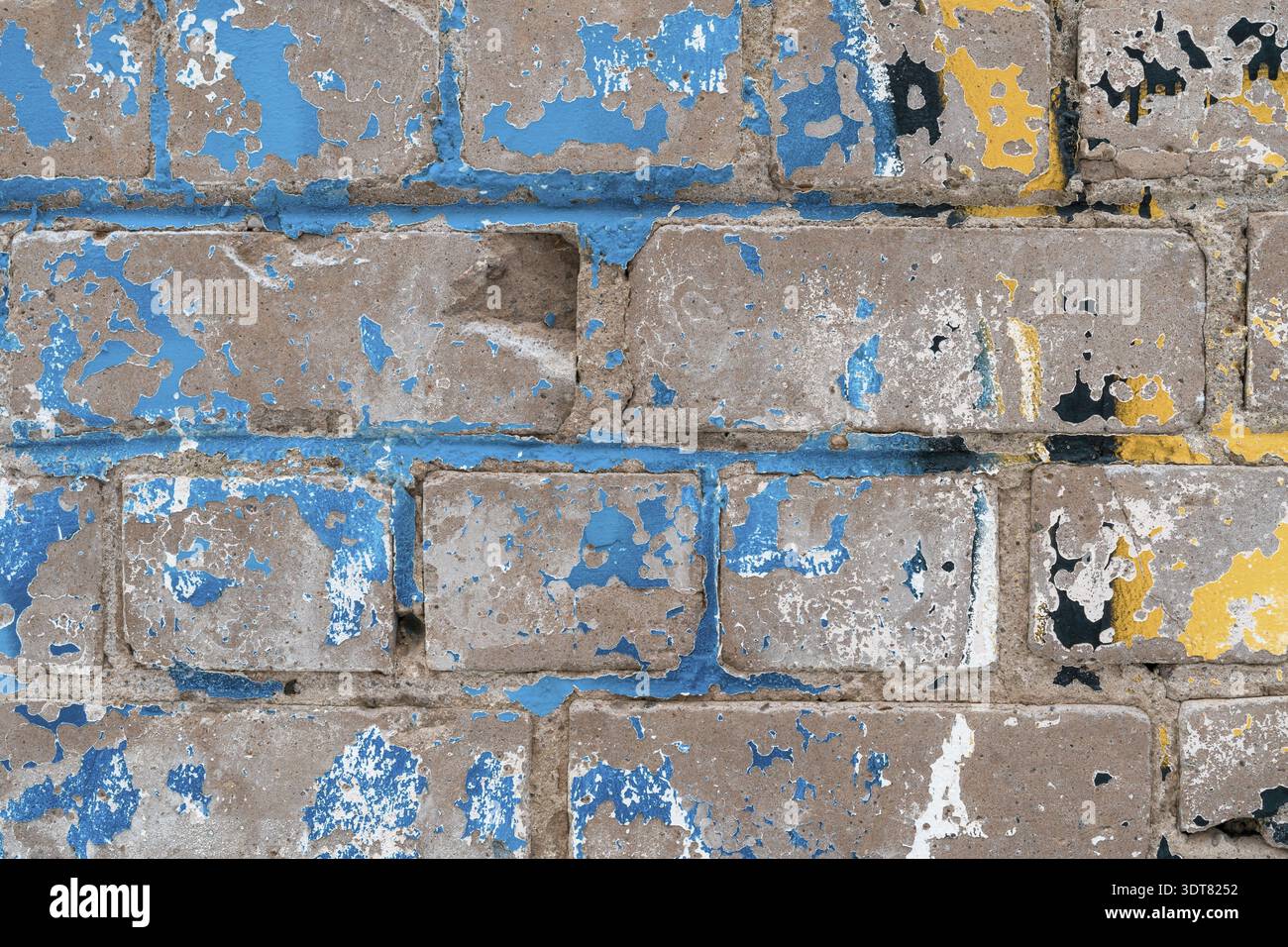 Painted Brick Wall Background. Old Grungy Brickwork Horizontal Texture. Brick Wall Backdrop Stock Photo