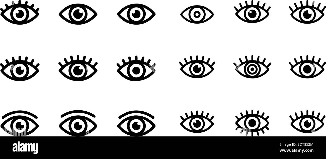 Eye icon set. Eyesight symbol. Retina scan eye icons. Simple eyes ...