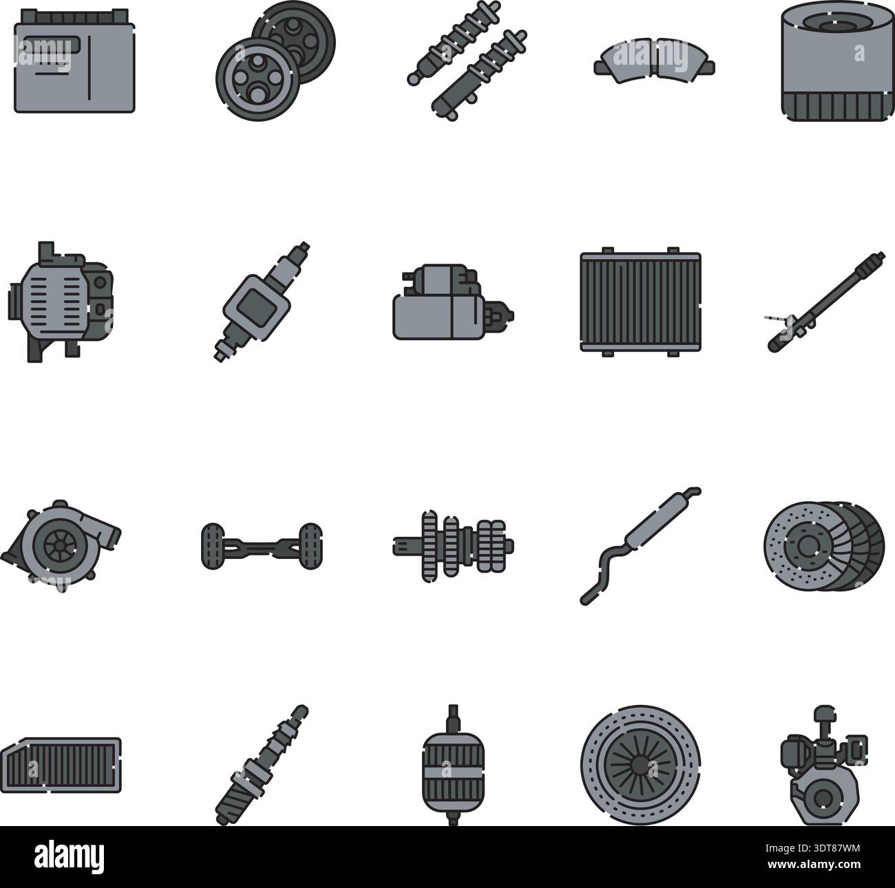 auto parts black line icon. Vector isolated element.Editable stroke Stock Vector