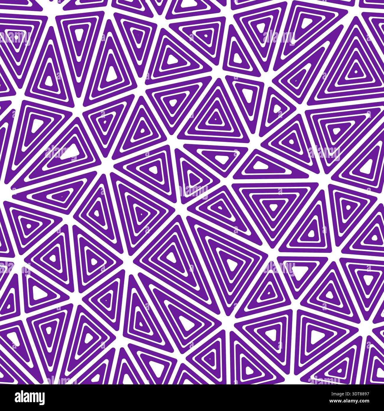 Triangles pattern. Multiple repeated inner triangles. Large shape size. Solid color style. Seamless pattern. Beautiful vector tiles. Stock Vector