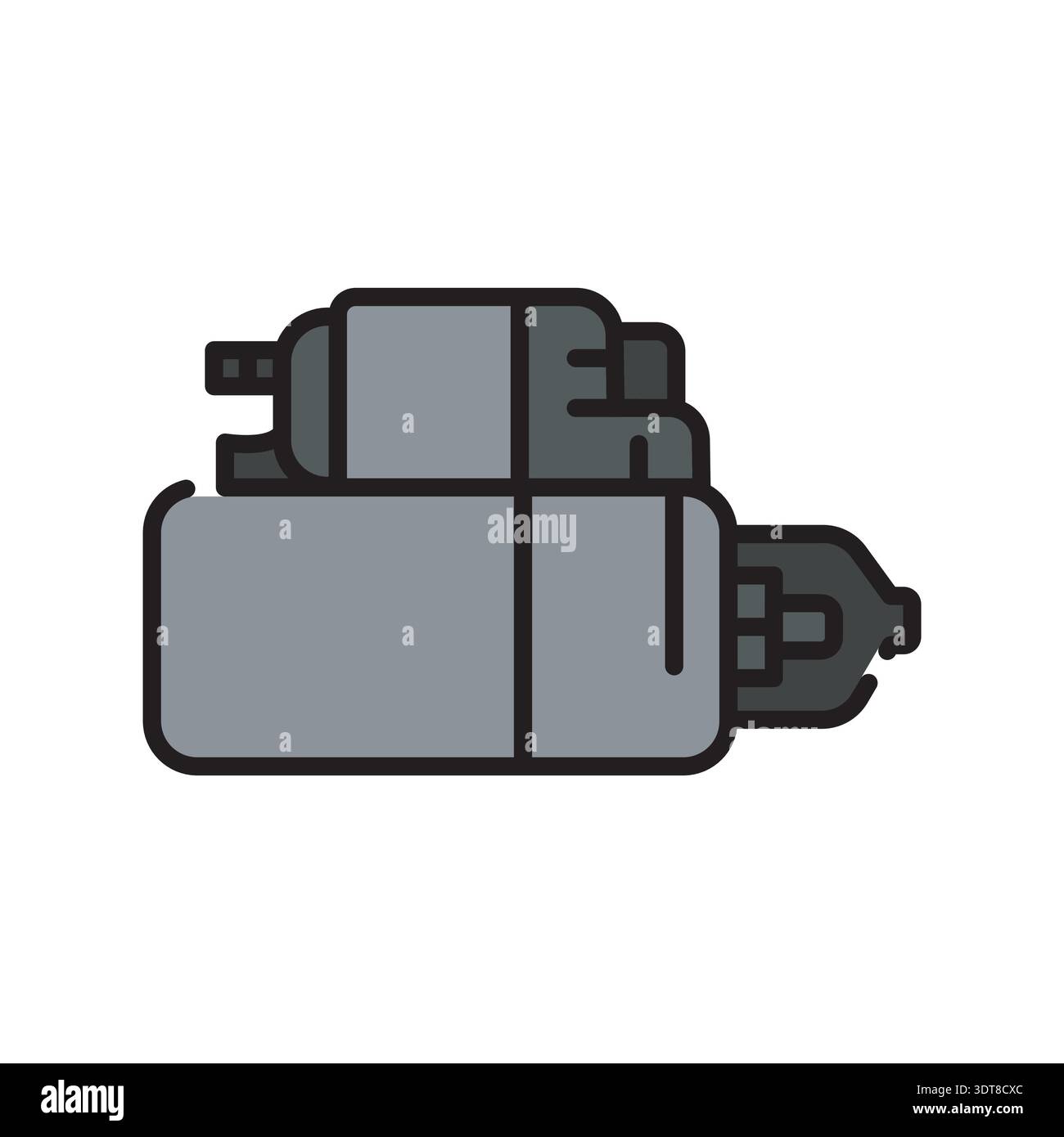 starter black line icon. Vector isolated element.Editable stroke Stock Vector