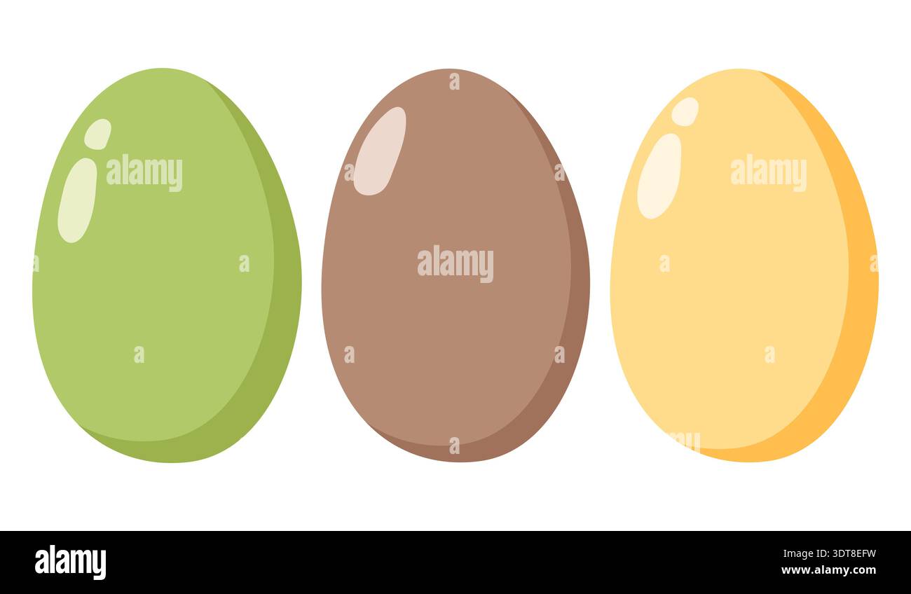 Glossy Colorful Eggs Trio Easter Stock Vector