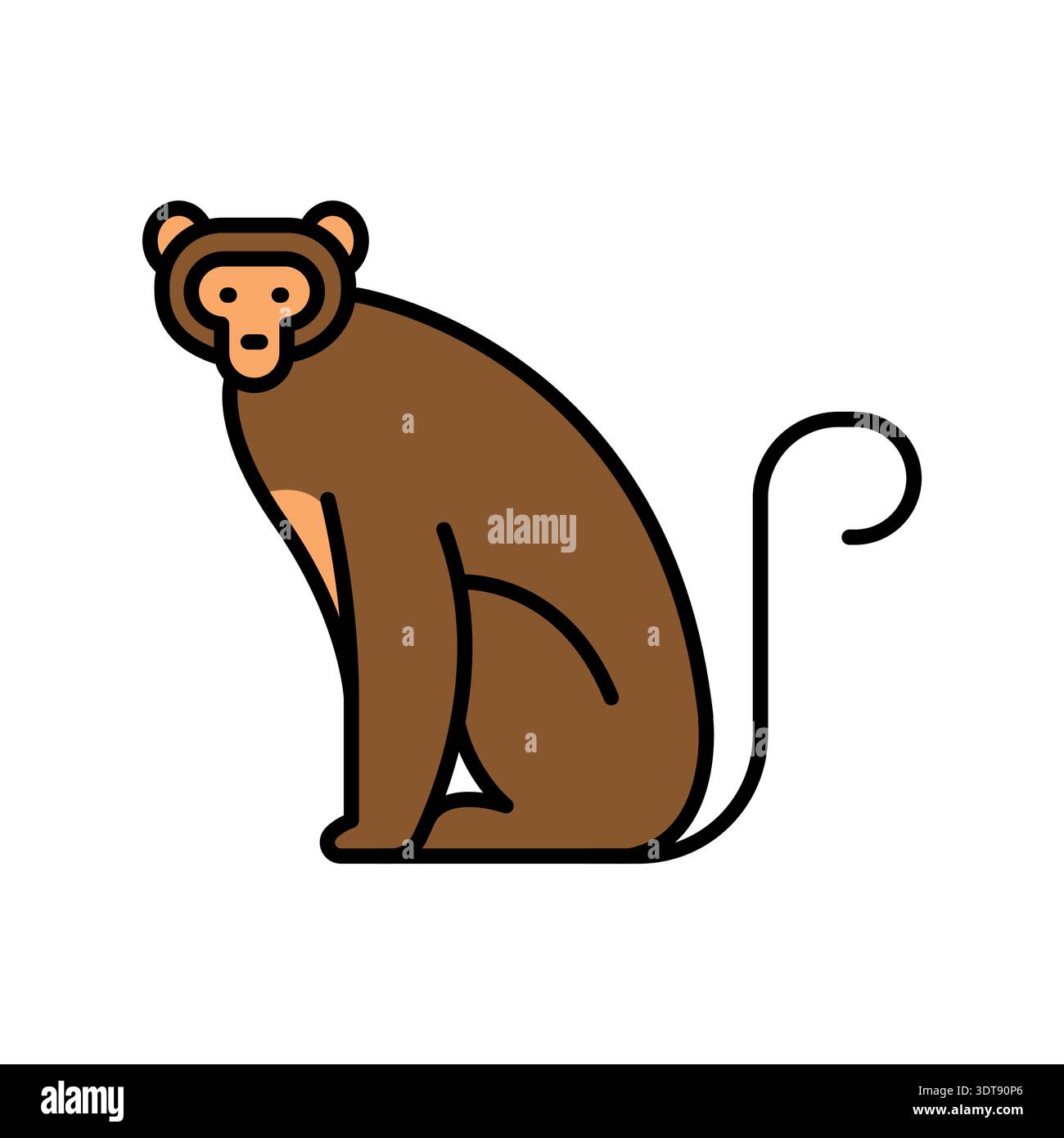 Macaque monkey color line icon for digital and print projects. Asian ...