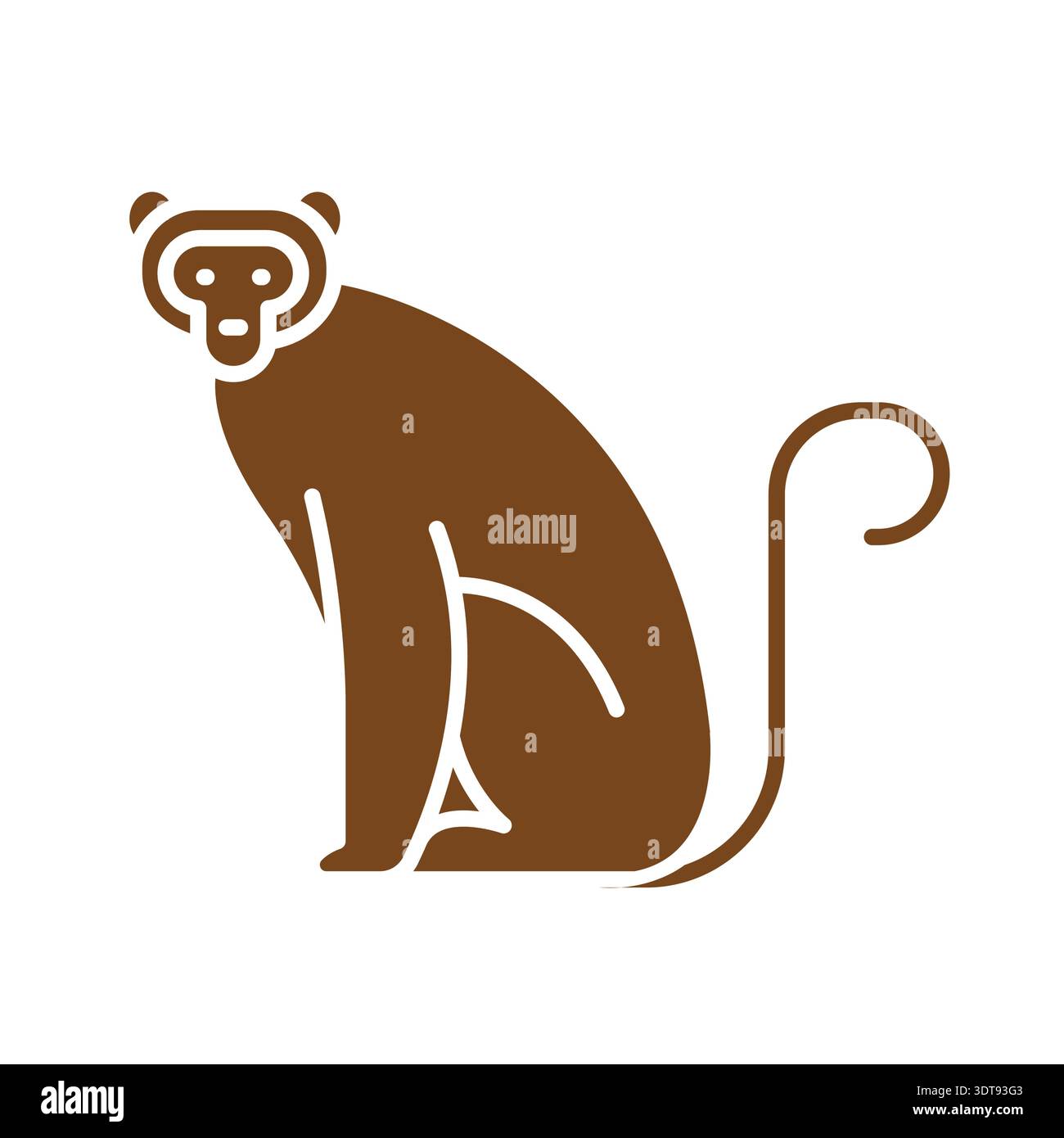 Macaque monkey color flat icon for digital and print projects. Asian ...