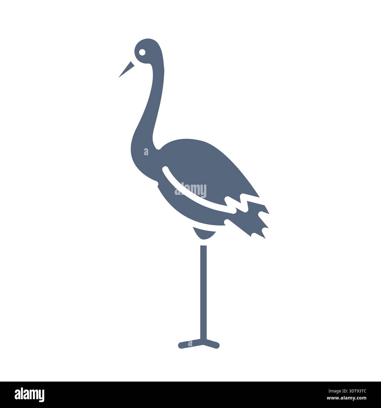 red crowned crane color flat icon for digital and print projects. Asian ...