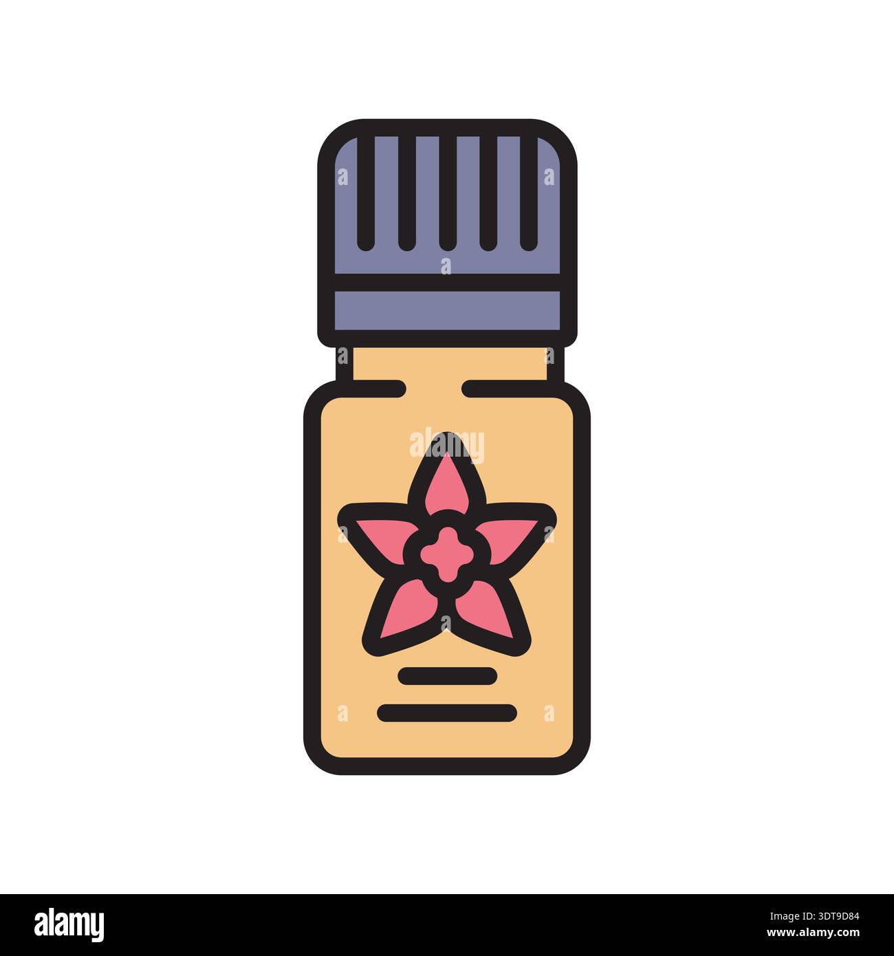 essential oil bottle black line icon. Vector isolated element.Editable stroke Stock Vector