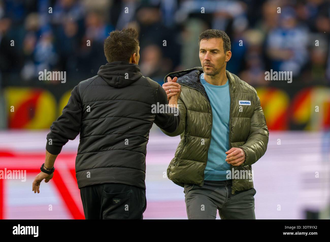 Christian Eichner (Trainer [coach] Karlsruhe) and Marcel Rapp (Trainer ...