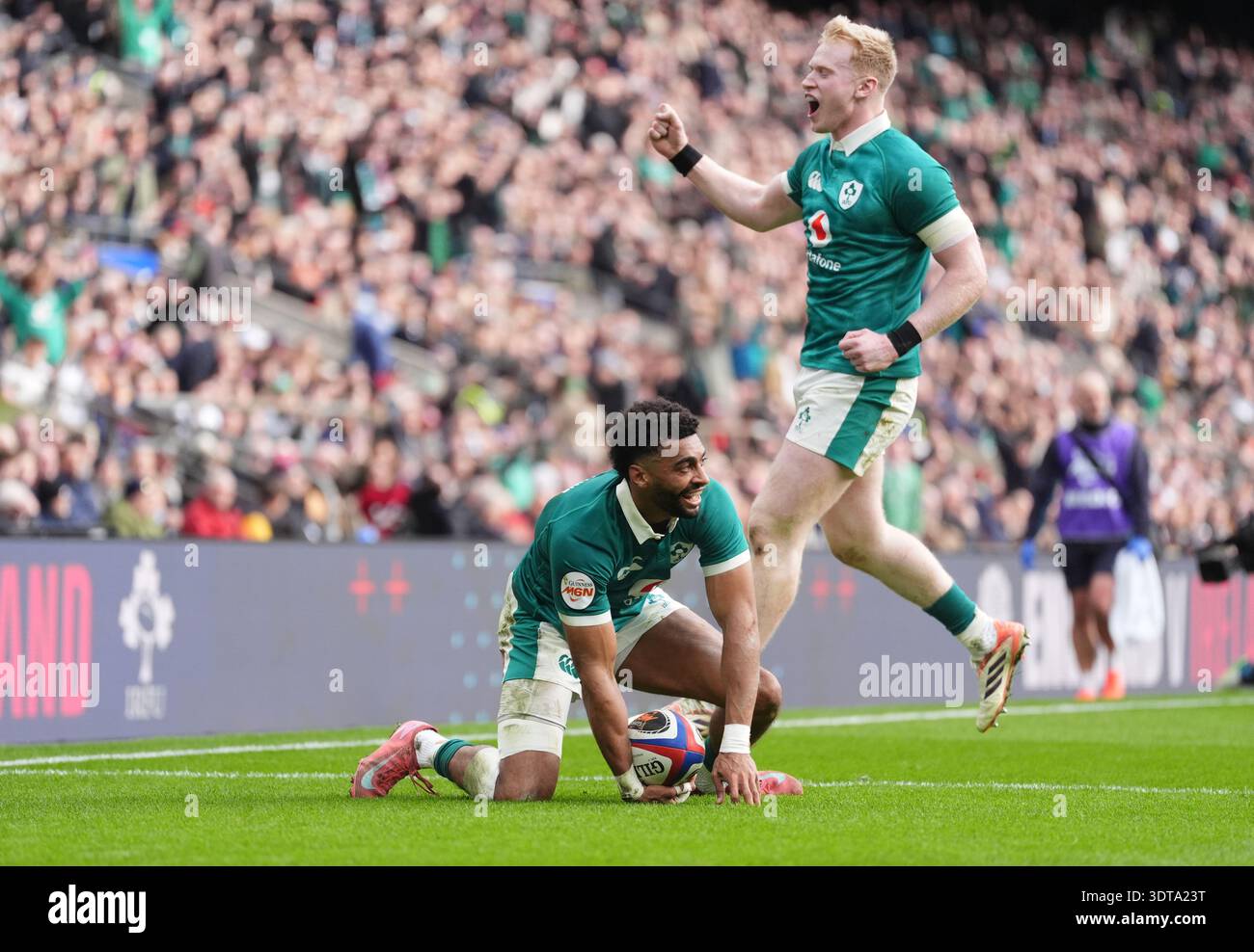 Robert Balacoon Rugby Ireland's Robert Baloucoune scores their second try during the Guinness ...