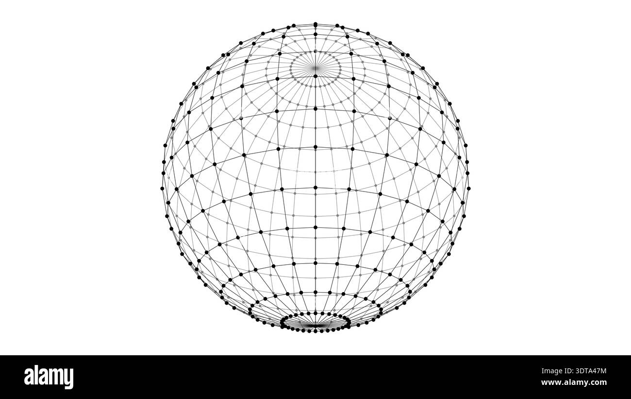 Abstract wireframe sphere. Dots connected by lines. Technology abstract background. Minimalist mesh backdrop. Abstract polygonal shape. Stock Vector