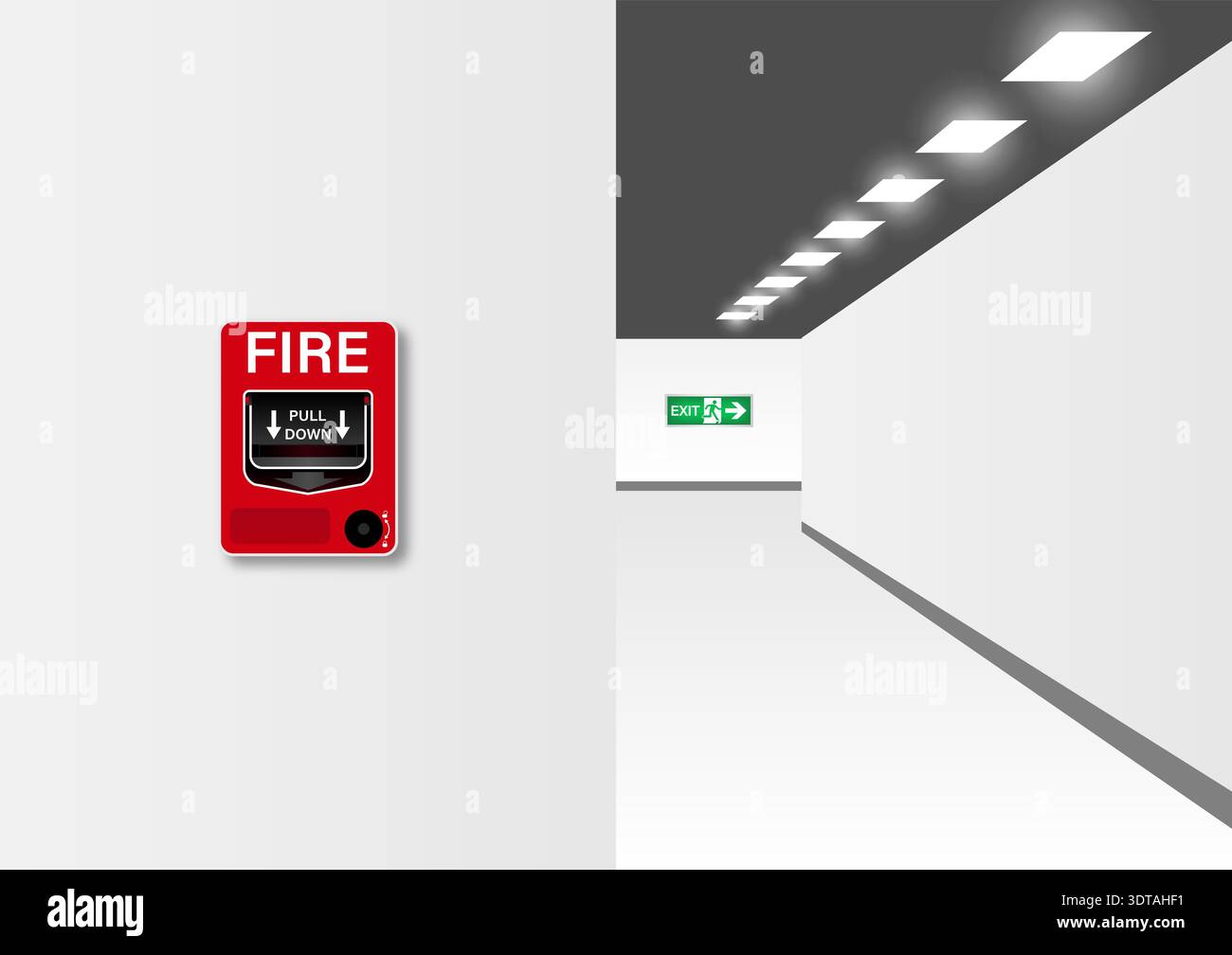 Emergency Fire Alarm on Wall. Vector Illustration. Stock Vector