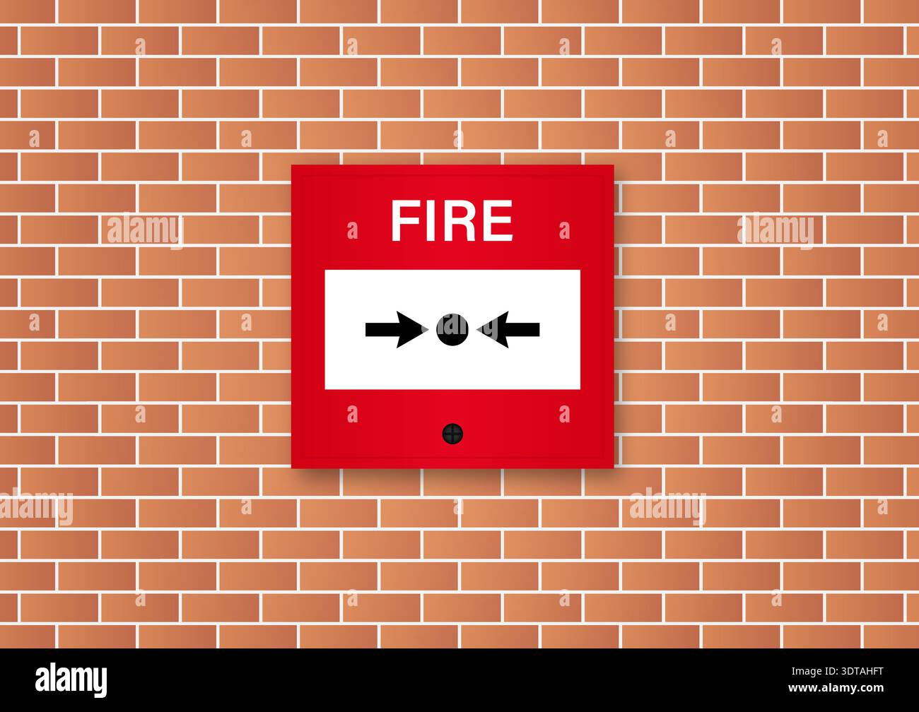 Emergency Fire Alarm on Wall. Vector Illustration. Stock Vector