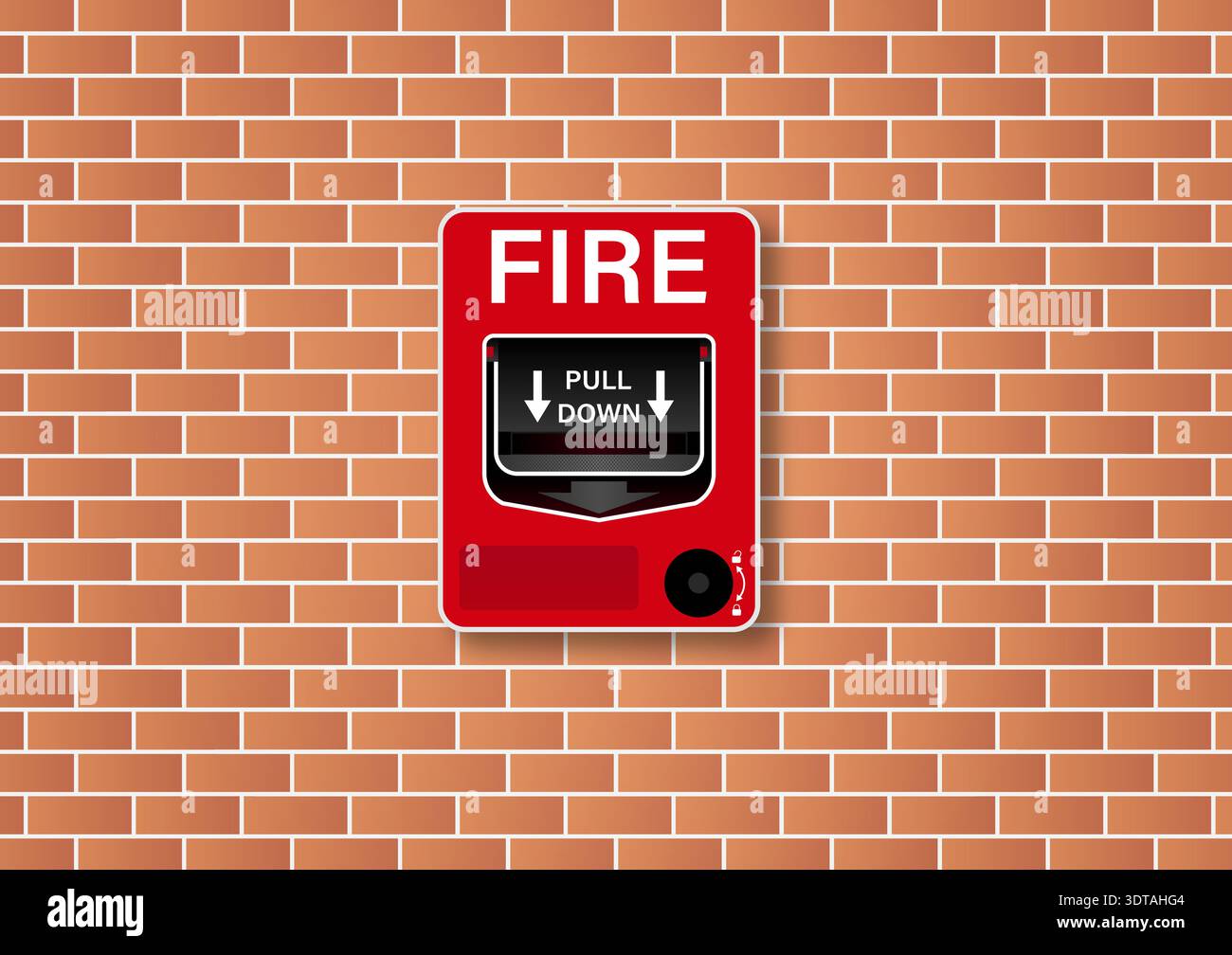 Emergency Fire Alarm on Wall. Vector Illustration. Stock Vector