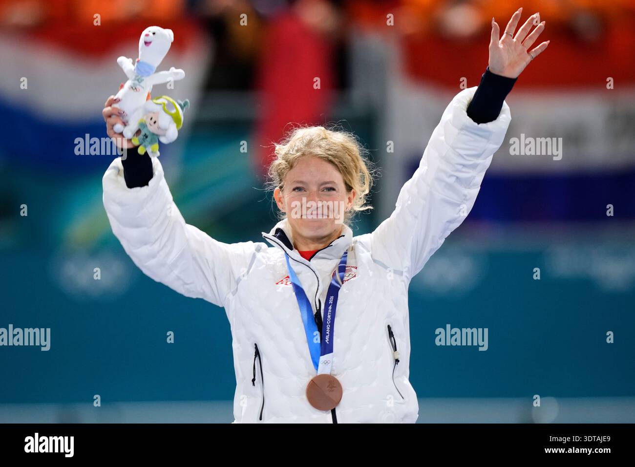 Mia Manganello of the U.S. celebrates winning the bronze medal on the ...