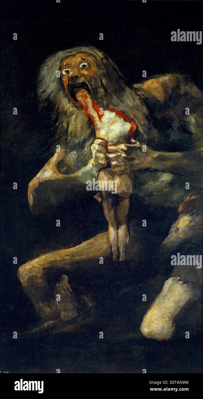 Saturn Devouring His Son (from The Black Paintings). Francisco Goya. Between 1820 and 1823. Stock Photo