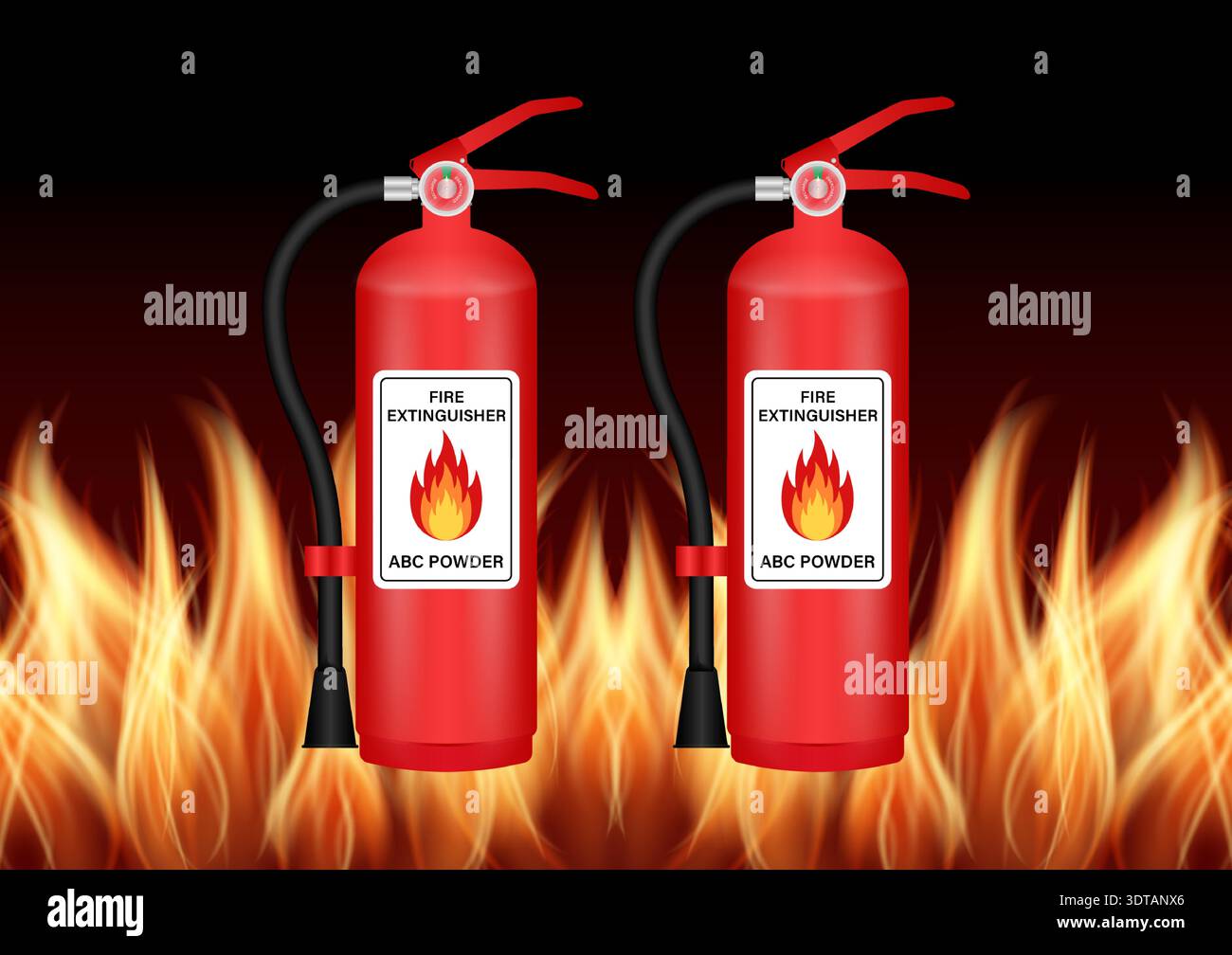 Fire Extinguisher on Burning Fire Background. Vector Illustration Stock ...
