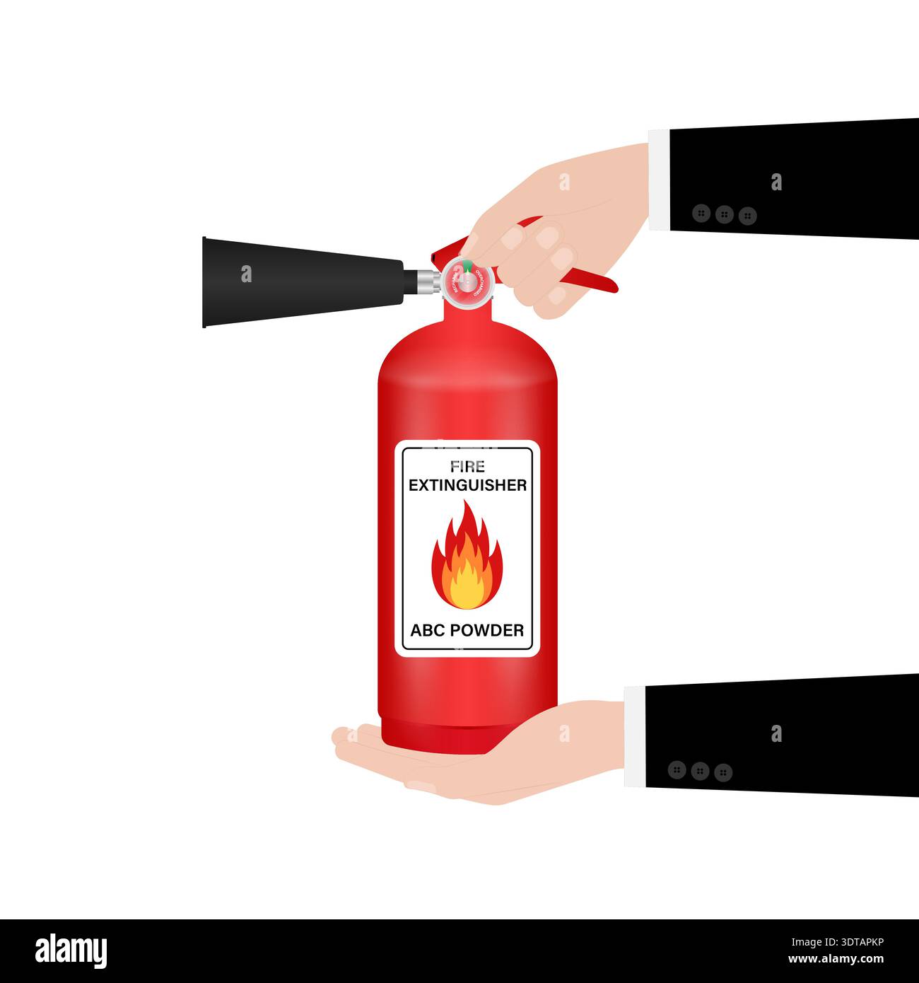 Hand using Fire Extinguisher. Vector Illustration. Stock Vector