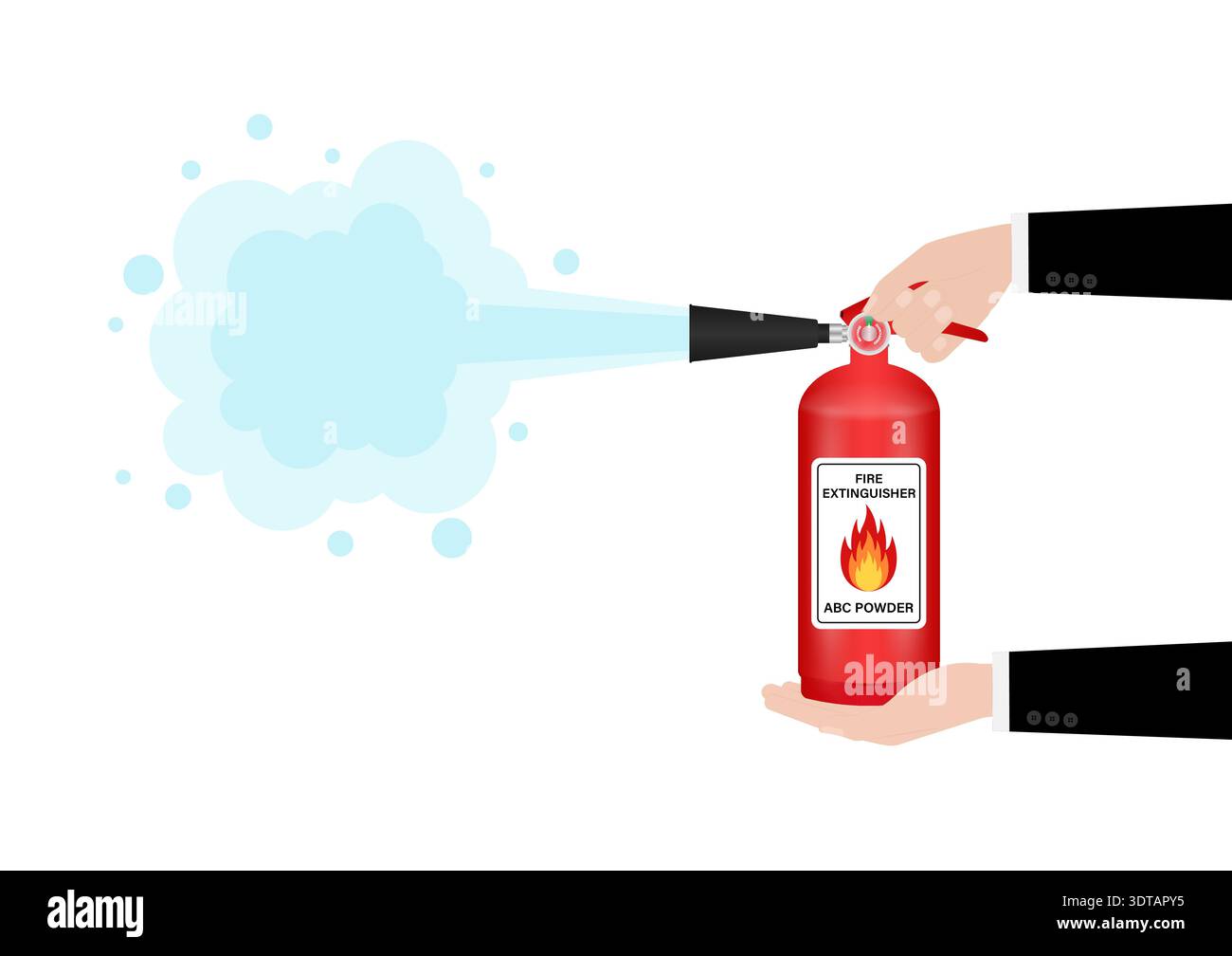Hand using Fire Extinguisher. Vector Illustration. Stock Vector