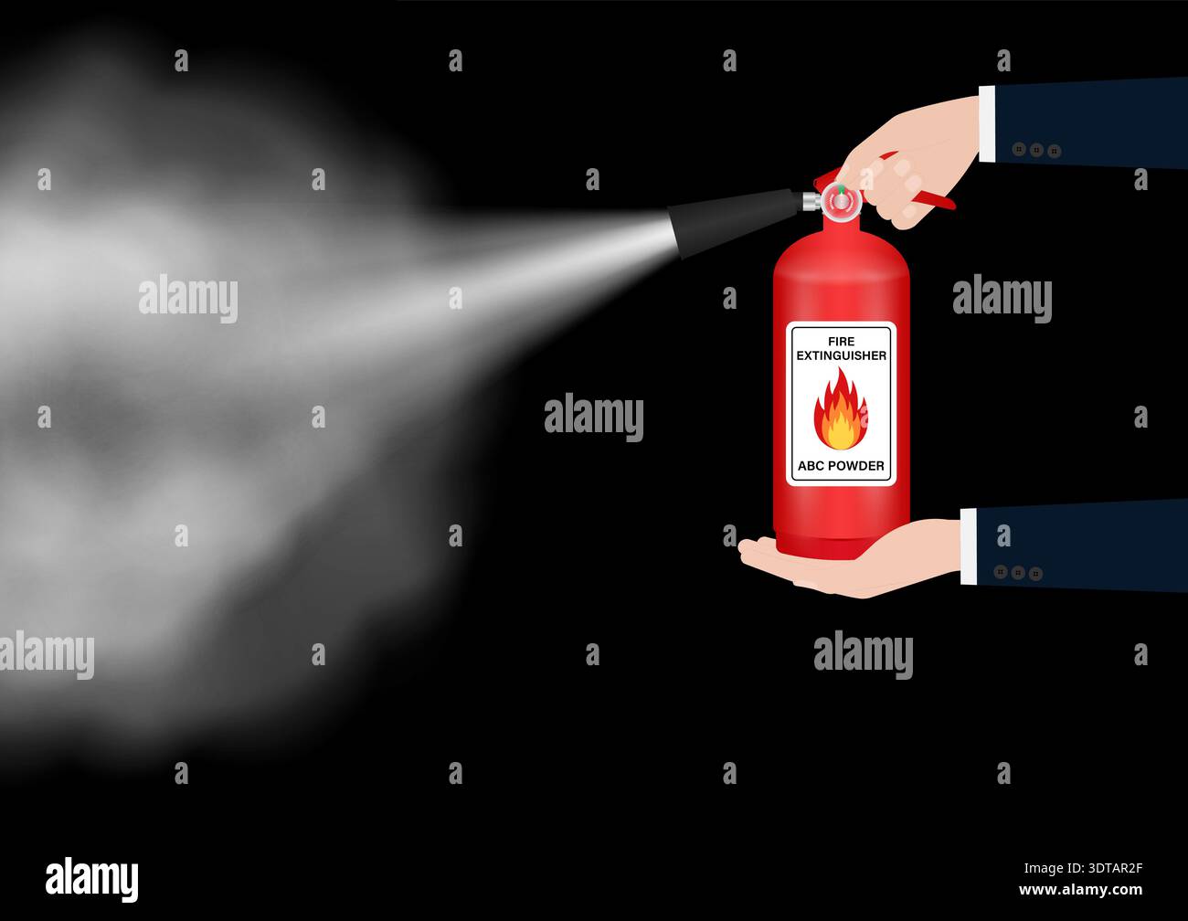 Hand using Fire Extinguisher. Vector Illustration. Stock Vector