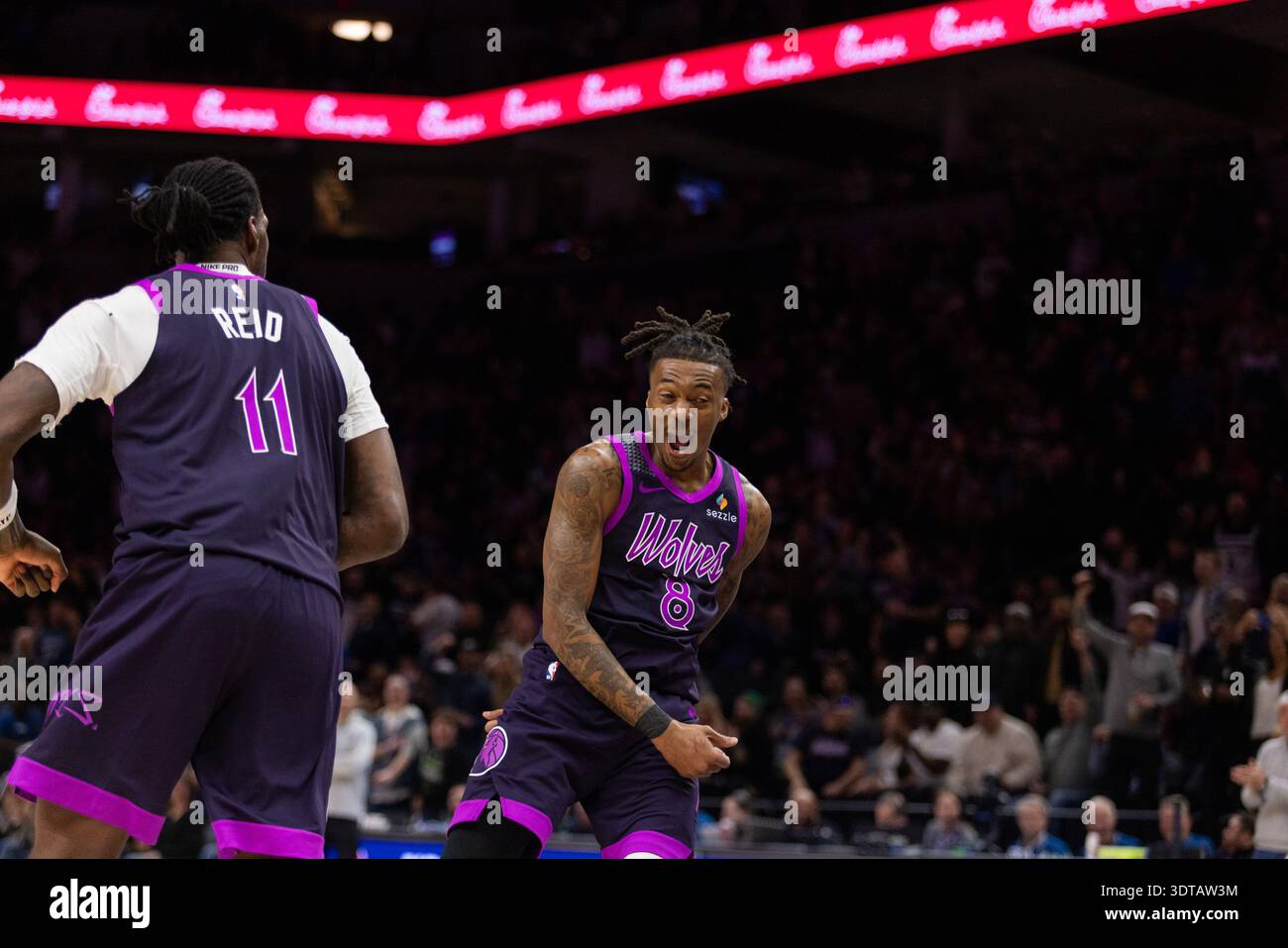 Minnesota Timberwolves' Bones Hyland (8) celebrates a basket by ...