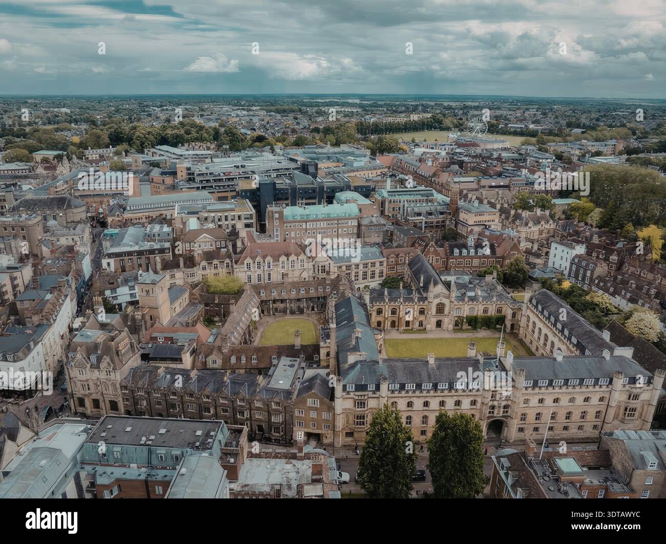 An aerial view of a university campus with historic buildings and a ...