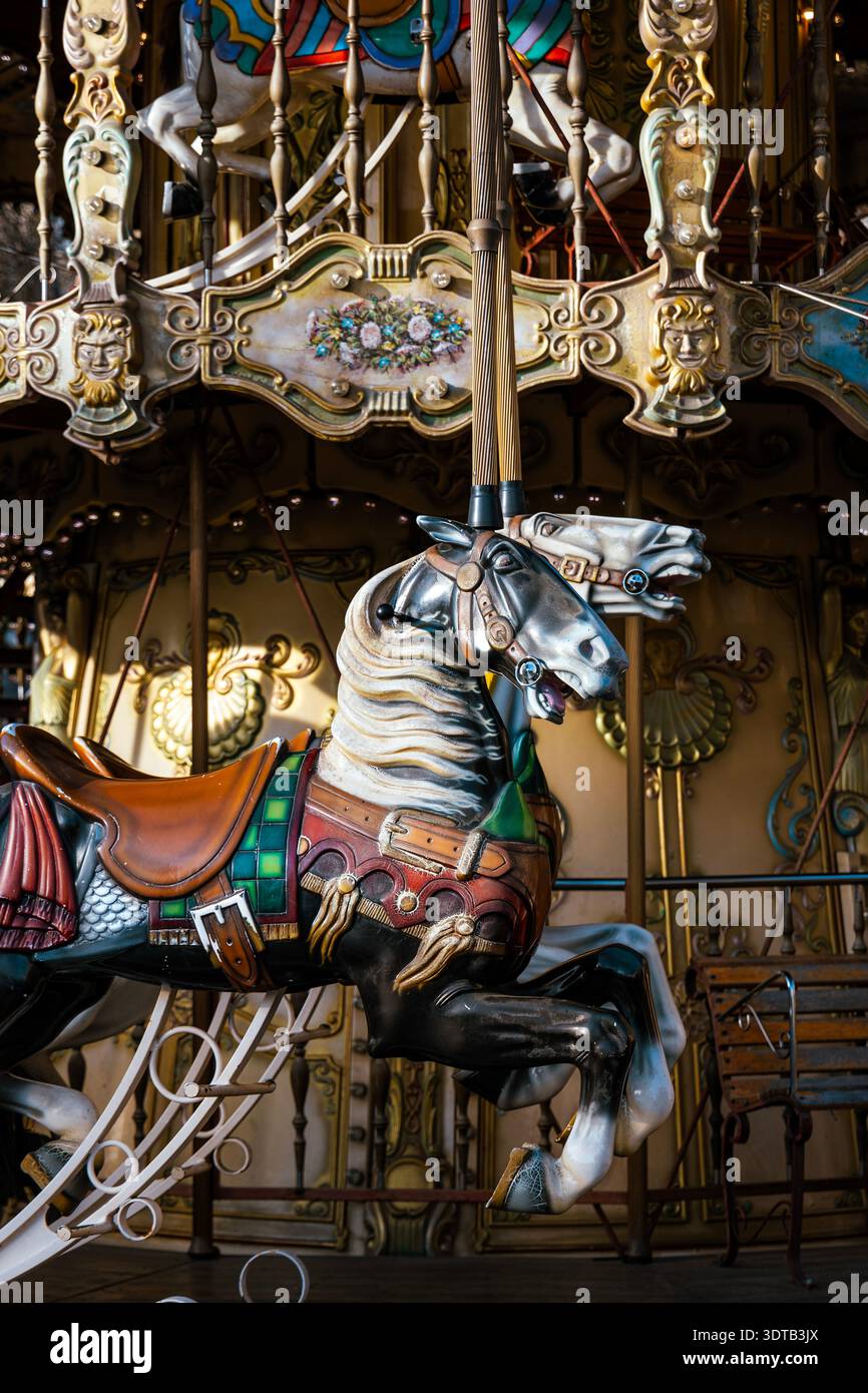 Carousel merry go round montmartre paris hi-res stock photography