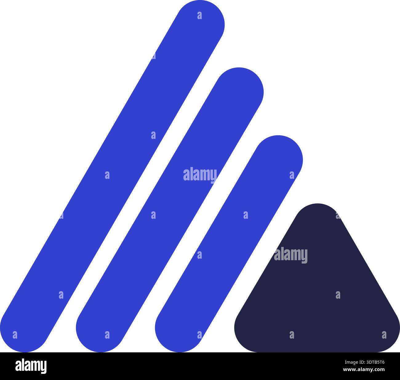 Triangular icon for logo with three parallel and diagonal lines and a ...