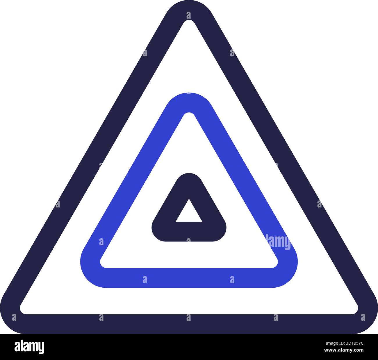 Two colors triangular icon of logo with two triangles inside and rounded corners Stock Vector