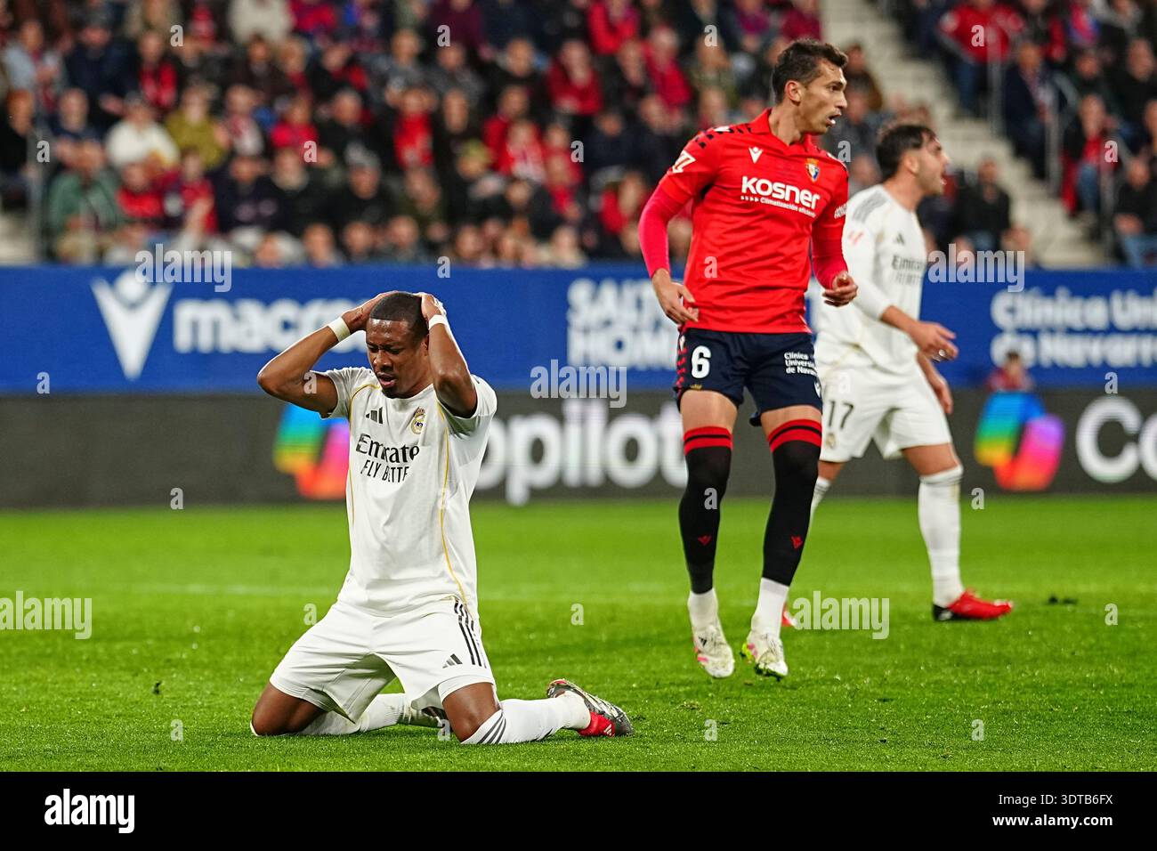 Real Madrid's David Alaba reacts during a Spanish La Liga soccer match ...