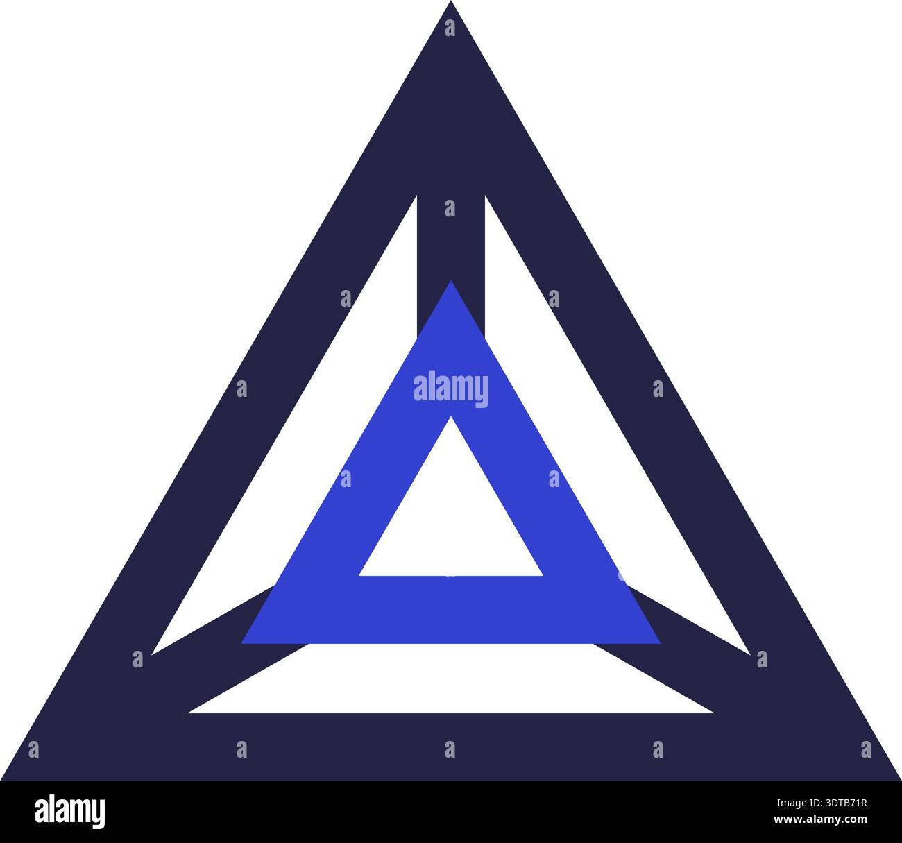 Two colors triangular icon for logo with other triangle inside Stock Vector