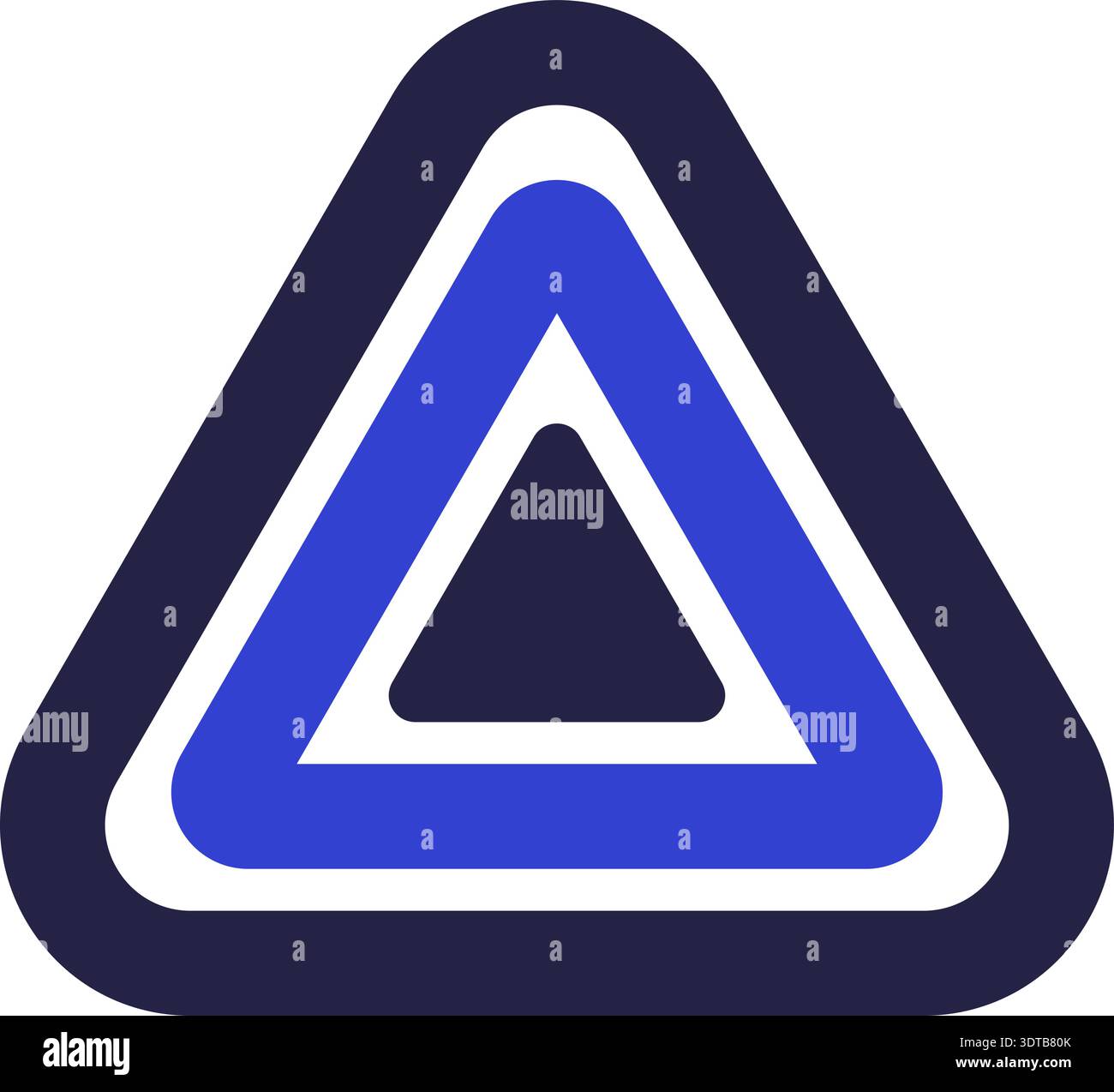 Two colors triangular icon logo with two triangles inside and rounded corners Stock Vector