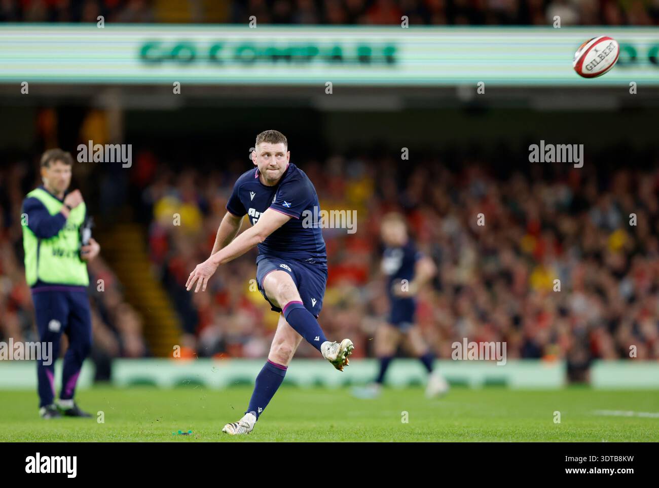 Fin Rusell Rugby Scotland's Finn Russell kicks a conversion during the Guinness Men's ...