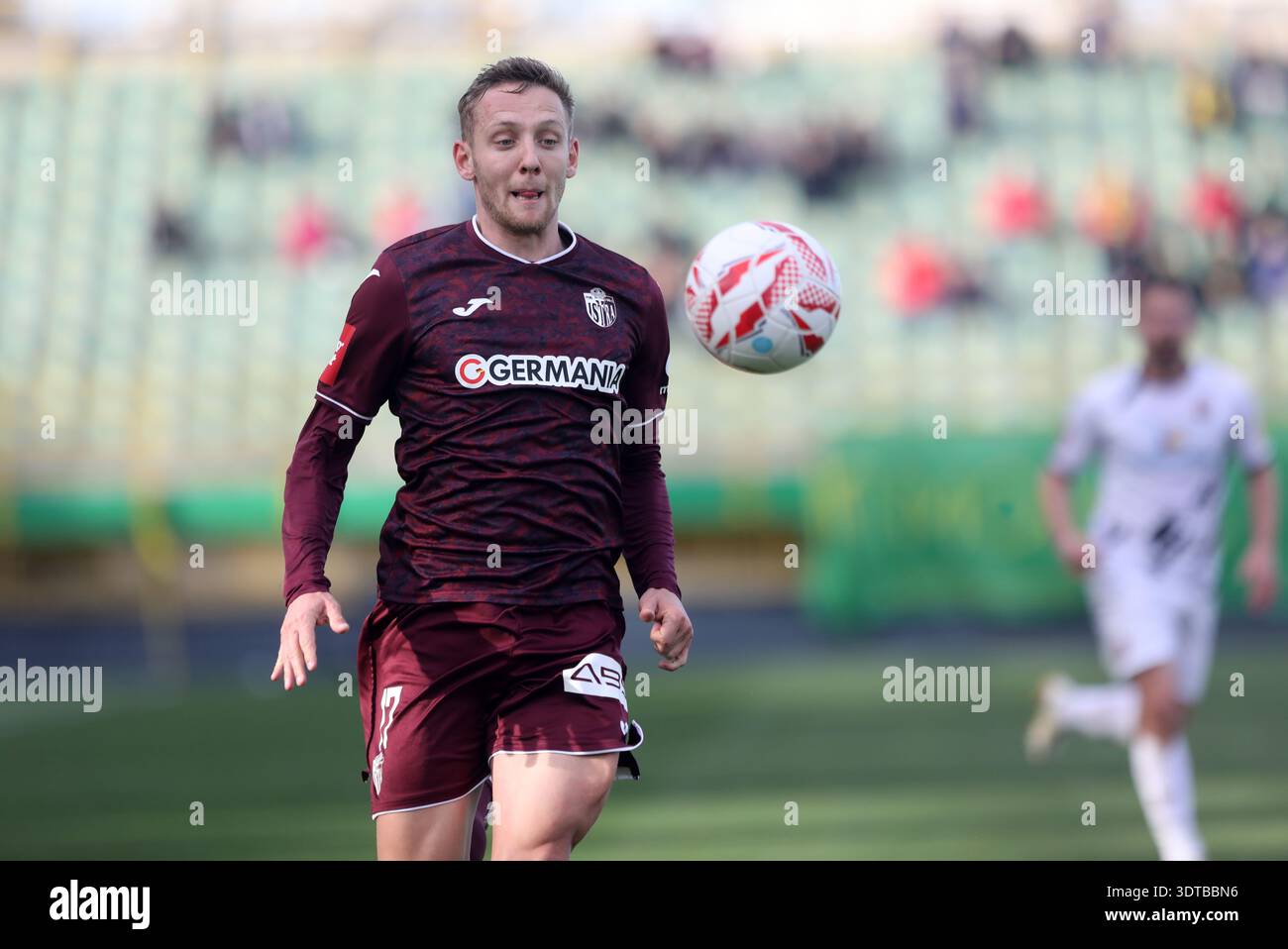 Pula, Croatia. 21st Feb, 2026. Emil Frederiksen of NK Istra 1961 during the  SuperSport HNL 2025./2026. round 23 match between NK Istra 1961 and at Aldo  Drosina Stadium in Pula, Croatia on