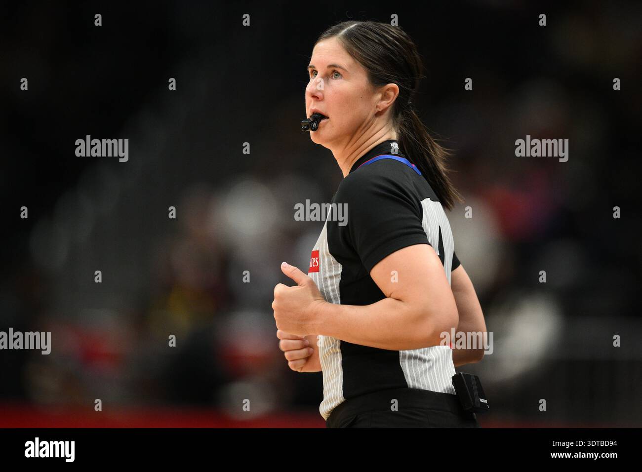 NBA referee Natalie Sago (9) in action during the first half of an NBA ...