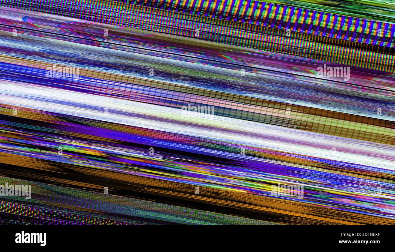 Screen Glitches - Digital and Analogue Television or Monitor Interference Stock Photo