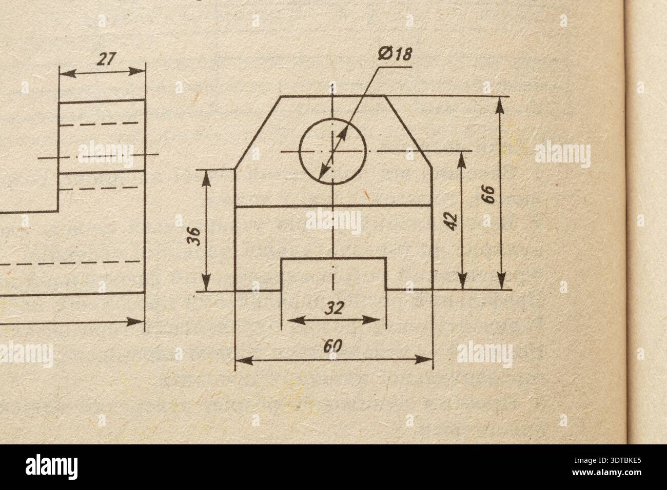 A page with a technical drawing and part dimensions for engineering ...