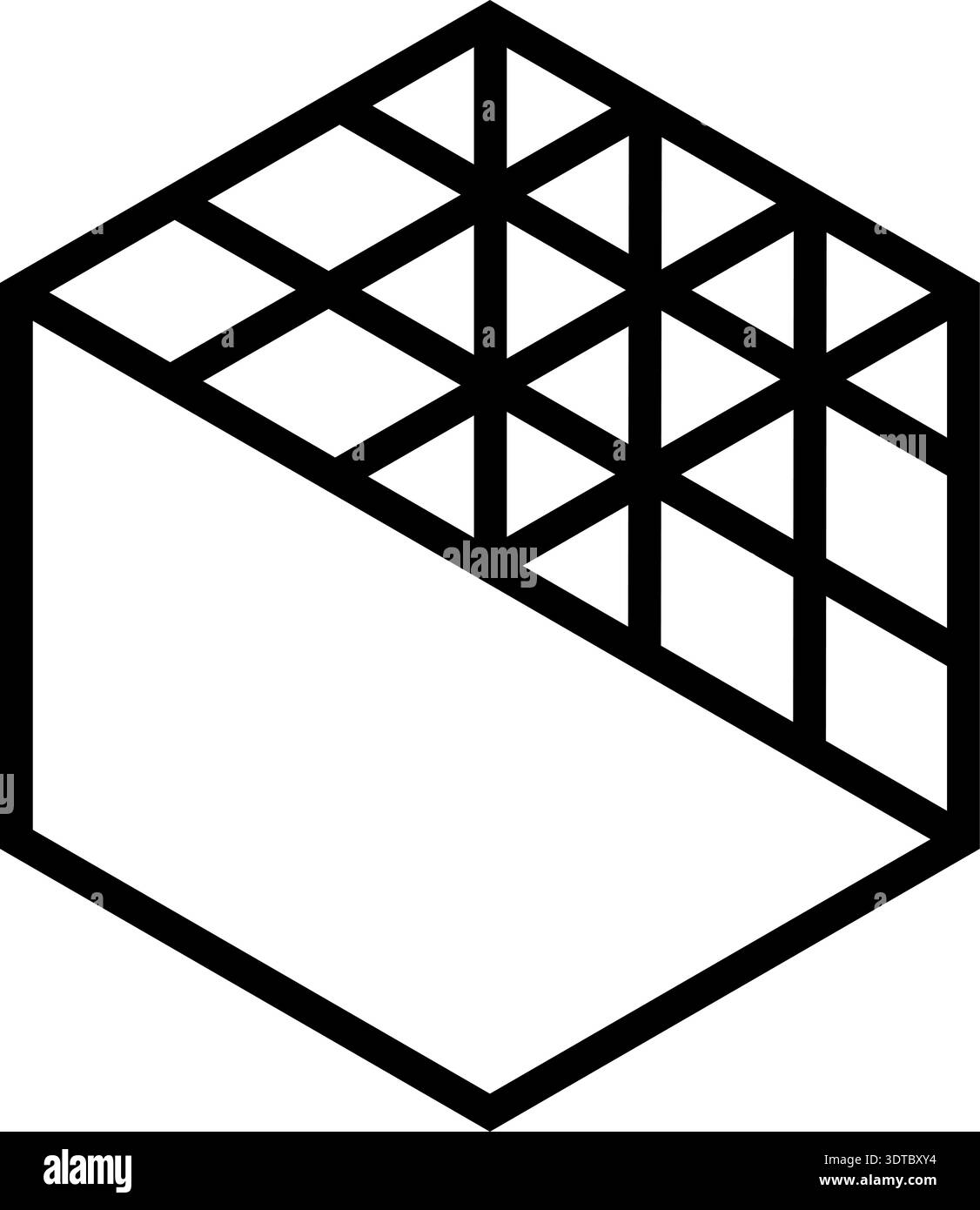 Polygon shape outlined with a thick line featuring straight linear ...