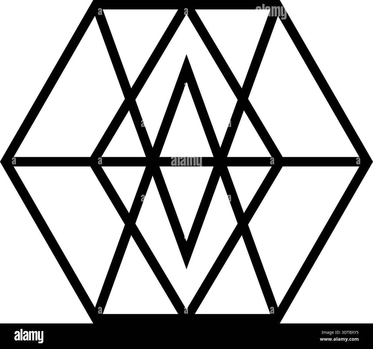 Polygon with thick perimeter and several evenly placed rhombuses arranged inside. Stock Vector