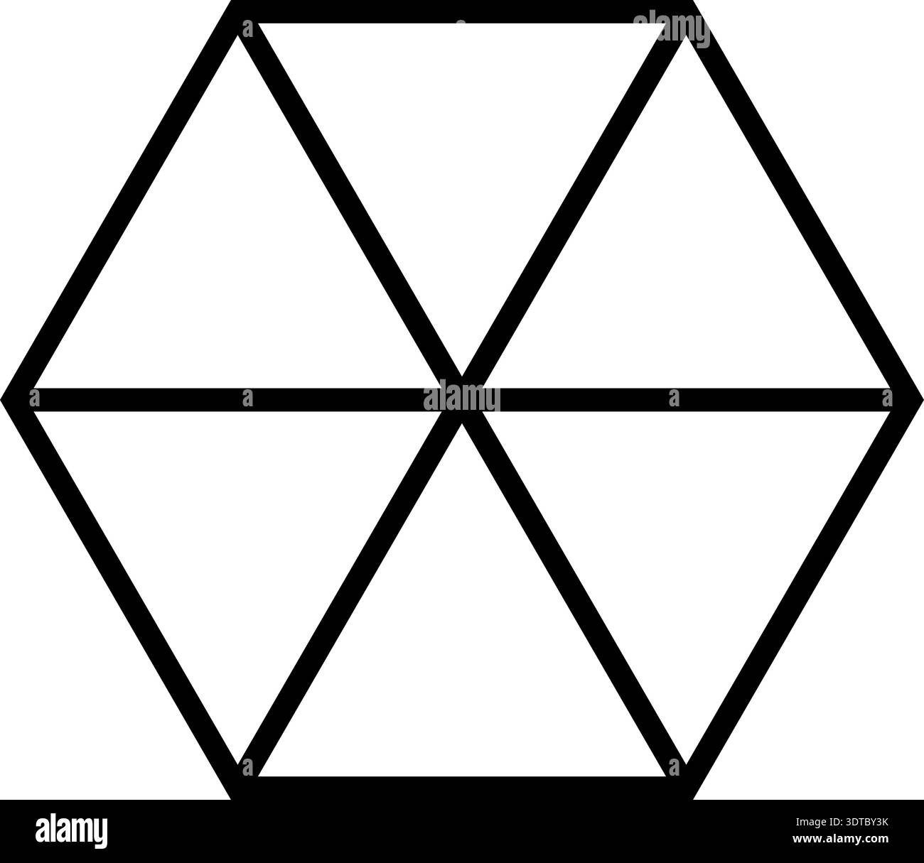 Thicker Triangle Math Polygon shape with thick edges divided into six internal triangle ...